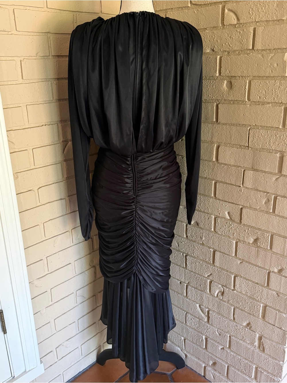 Vtg 90s Susan Roselli VIJACK Black Ruched Diamond Evening Gown Dress 4 Glitzy - Picture 6 of 12
